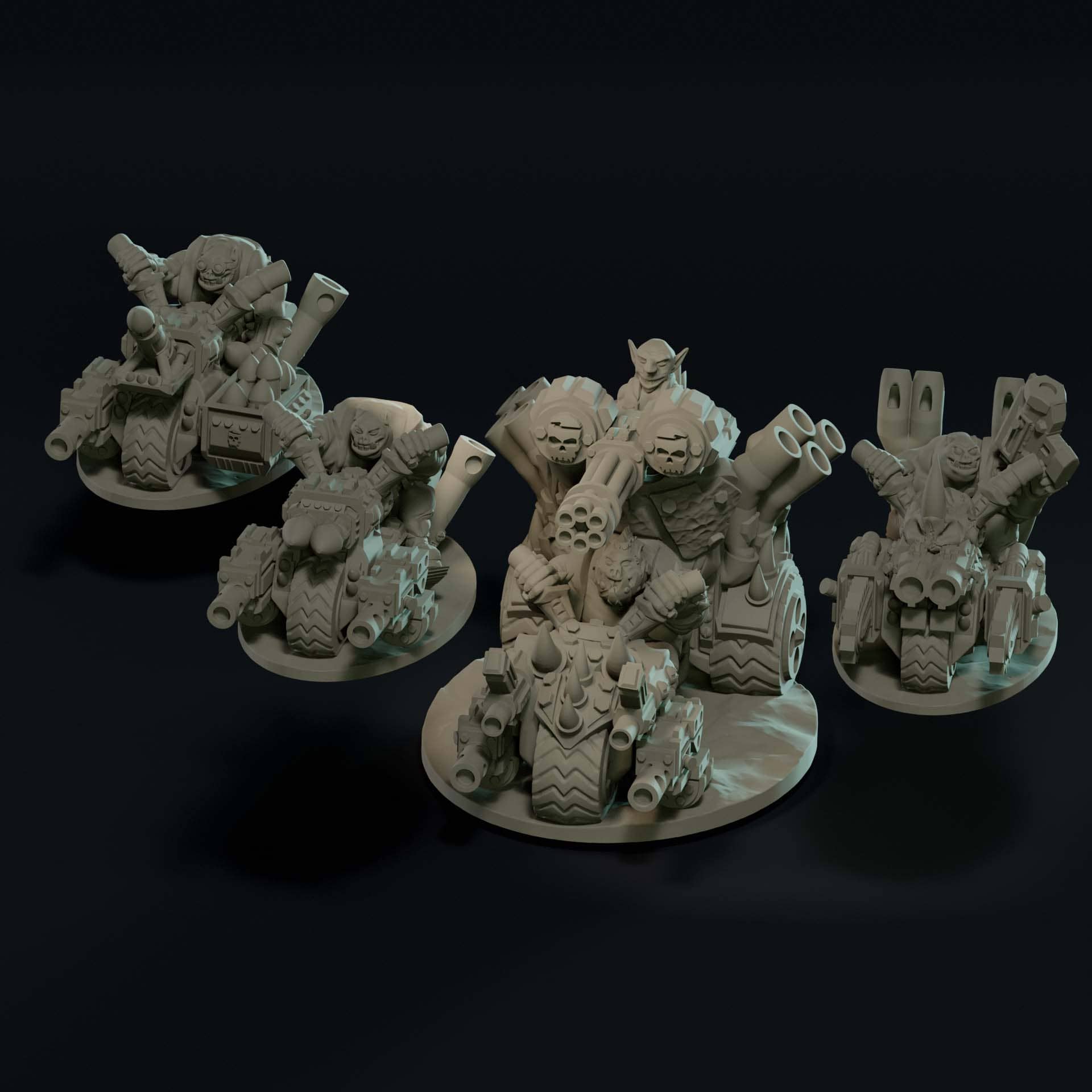 Null Brutes: Wartrike Boss & Biker Squad Bundle – Support-Free FDM STL